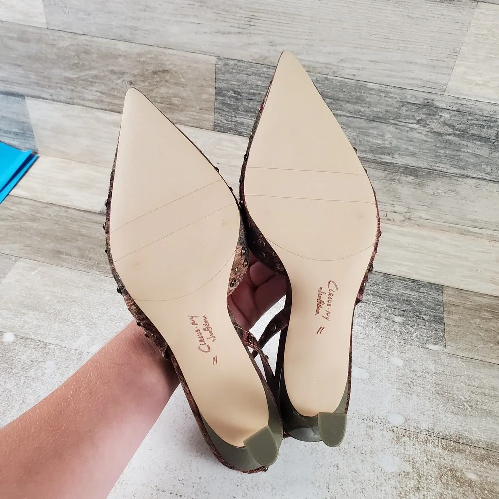 Circus NY By Sam Edelman Tallie Women Asymmetrical Pump Sz 11 M Plum Pointed Toe